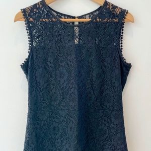 Calvin Klein Black Lace Peplum Top, Size L